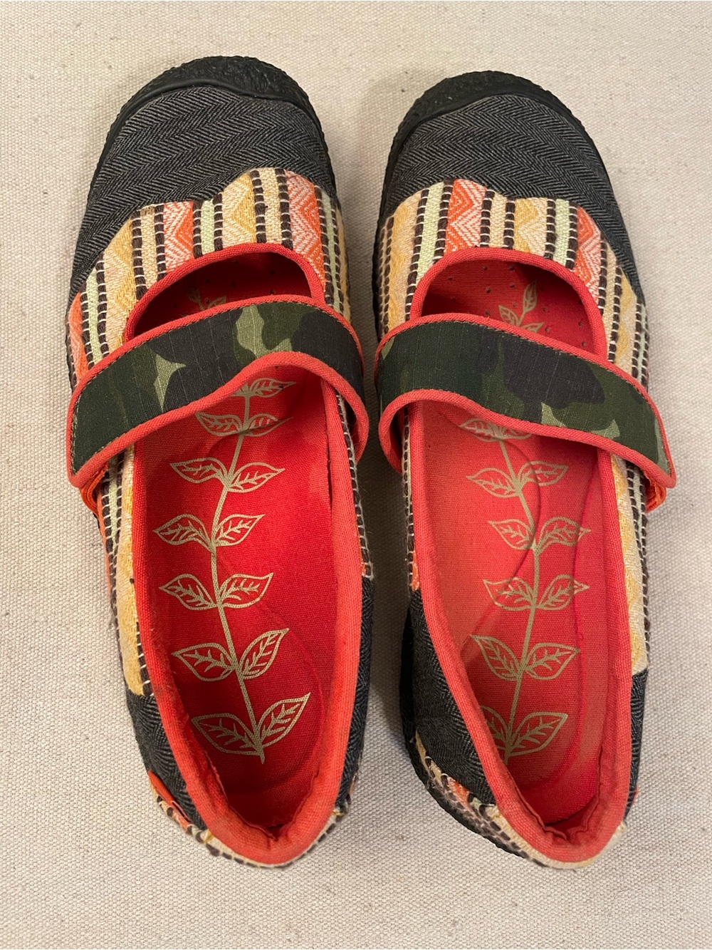 Keen Women’s Mary Jane Canvas Shoes, Colors of Orange, Gray, Green and Yellow - Picture 13 of 15